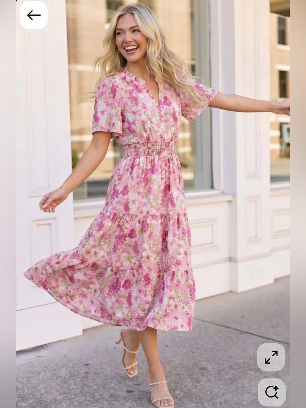 A Georgia Dream in Pink Floral Midi Dress - Picture 3 of 3